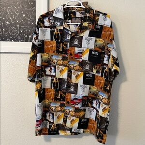 AC/DC Rockware by Dragonfly Clothing Button Down Short Sleeve Shirt - Size L